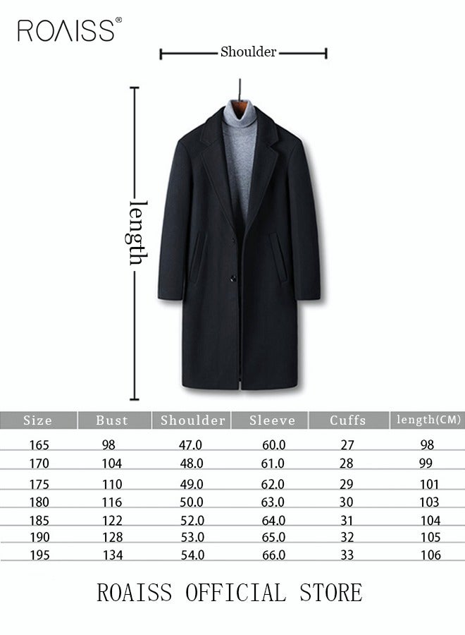 roaiss Flannel Jackets for Men Winter Long Jacket Overcoat Stylish Wool Trench Coat Premium Winter Business Top Coat Single breasted tailored coat with a relaxed fit - Image 3