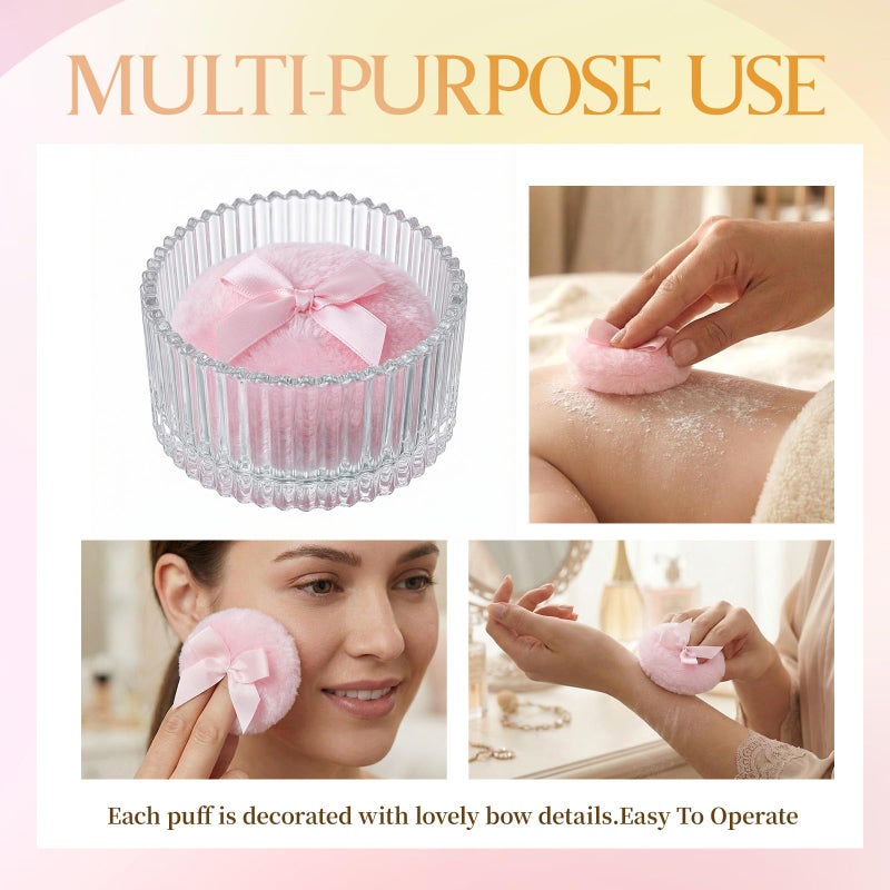 HXRYAGi Large Body Powder Puff and Container,Jar Dusting Powder Container with Puff,Reusable Velour Face Body Glitter Wet Dry Makeup - Image 5