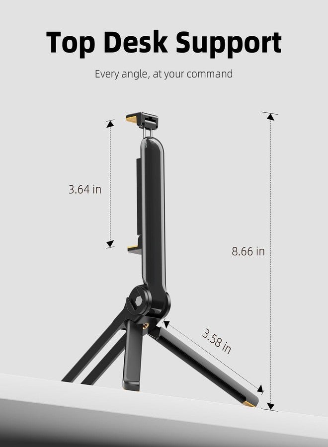 TODI Phone Tripod, Foldable Mini Desk Stand with 360° Phone Holder & Cold Shoe, Pocket Travel Tripod for iPhone, Portable Selfie Stick Handle Grip Compatible with iPhone/Android - Image 3