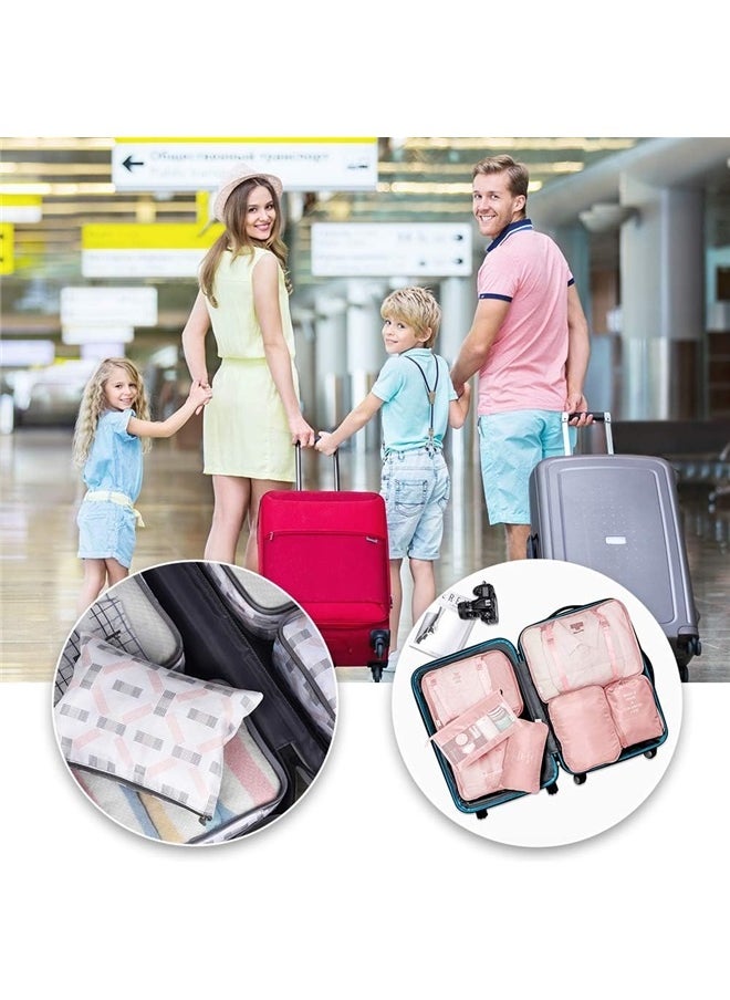 yongsheng 7-Piece Travel Luggage Organizer Packing Cube Set Pink, Packing Cubes 7 Pcs Travel Luggage Packing Organizers Set with Toiletry Bag (Pink)  - Image 5