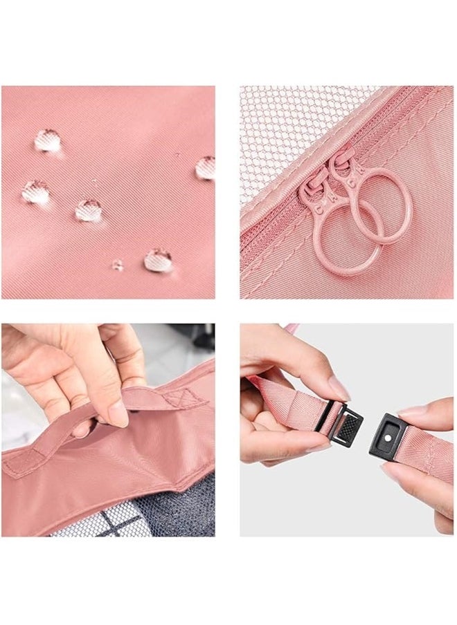 yongsheng 7-Piece Travel Luggage Organizer Packing Cube Set Pink, Packing Cubes 7 Pcs Travel Luggage Packing Organizers Set with Toiletry Bag (Pink)  - Image 3