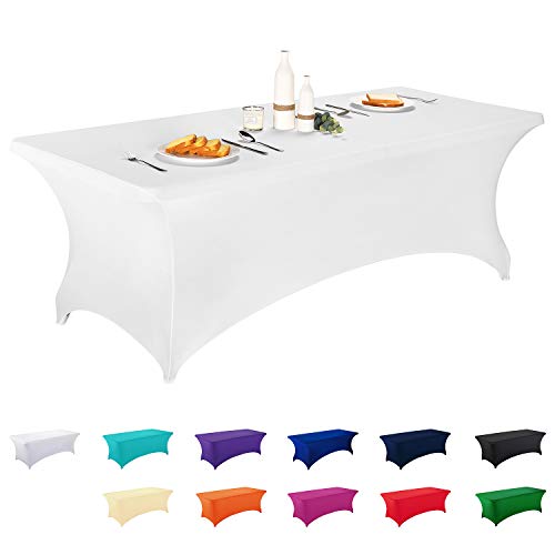 LZY Spandex Fitted Stretch Table Cover for 6 ft or 4ft or 8ft Folding Table Rectangular Cocktail Tablecloth Perfect for Party or Banquet