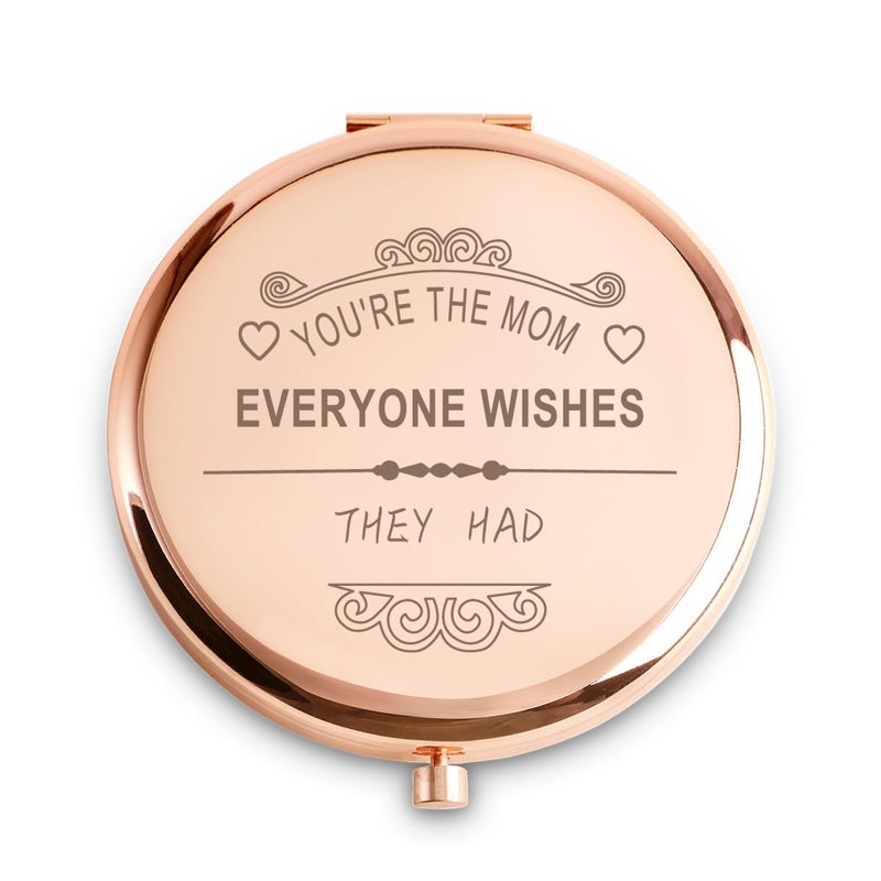 COYOAL Personalized Gifts for Mom Unique Mom Gifts from Daughter Son Sentimental Mothers Day Birthday Gifts for Mother Engraved Compact Mirror Rose