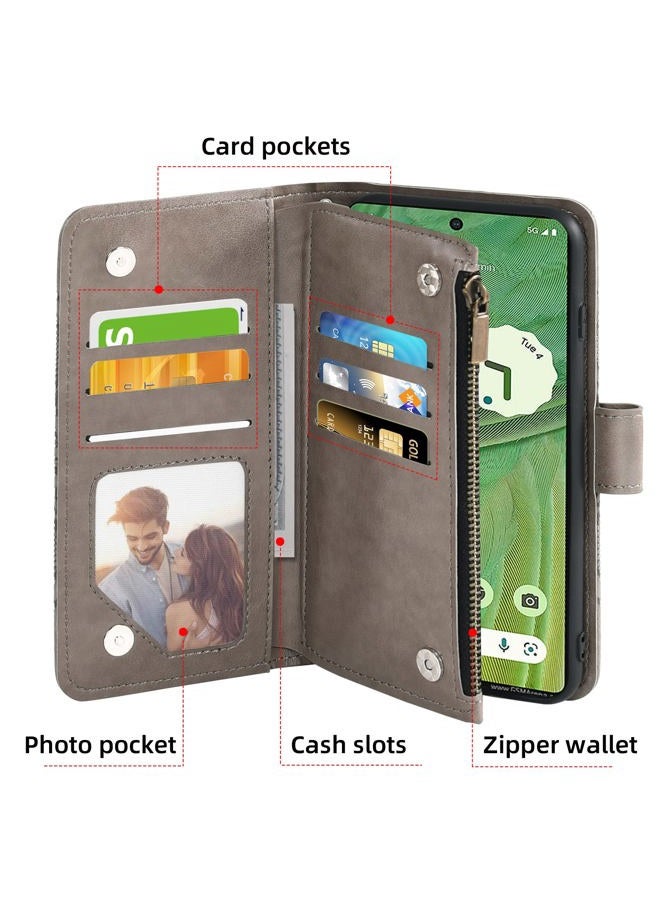 Asuwish Phone Case for Google Pixel 7 5G Wallet Cover with Tempered Glass Screen Protector and Flower Leather Flip Credit Card Holder Stand Lanyard Cell Accessories Pixel7 Pixle Seven Women Men Blue - Image 2