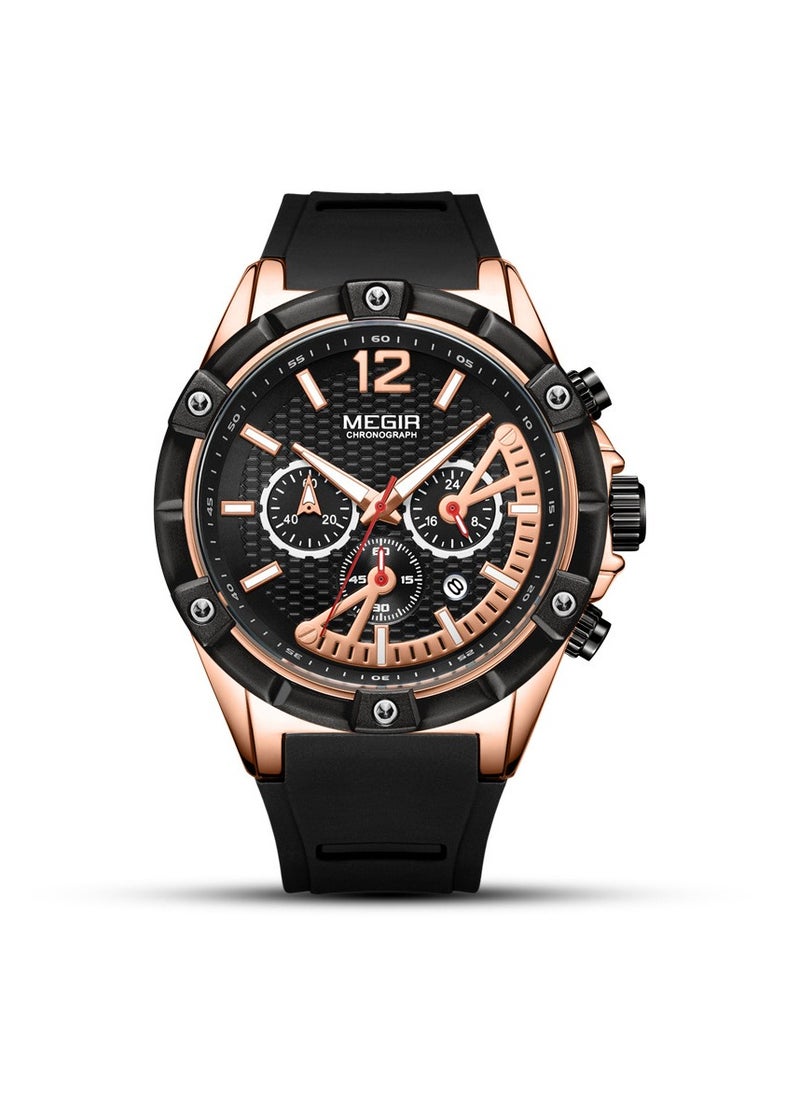 MEGIR - Leather Band Chronograph Wrist Watch - Image 1