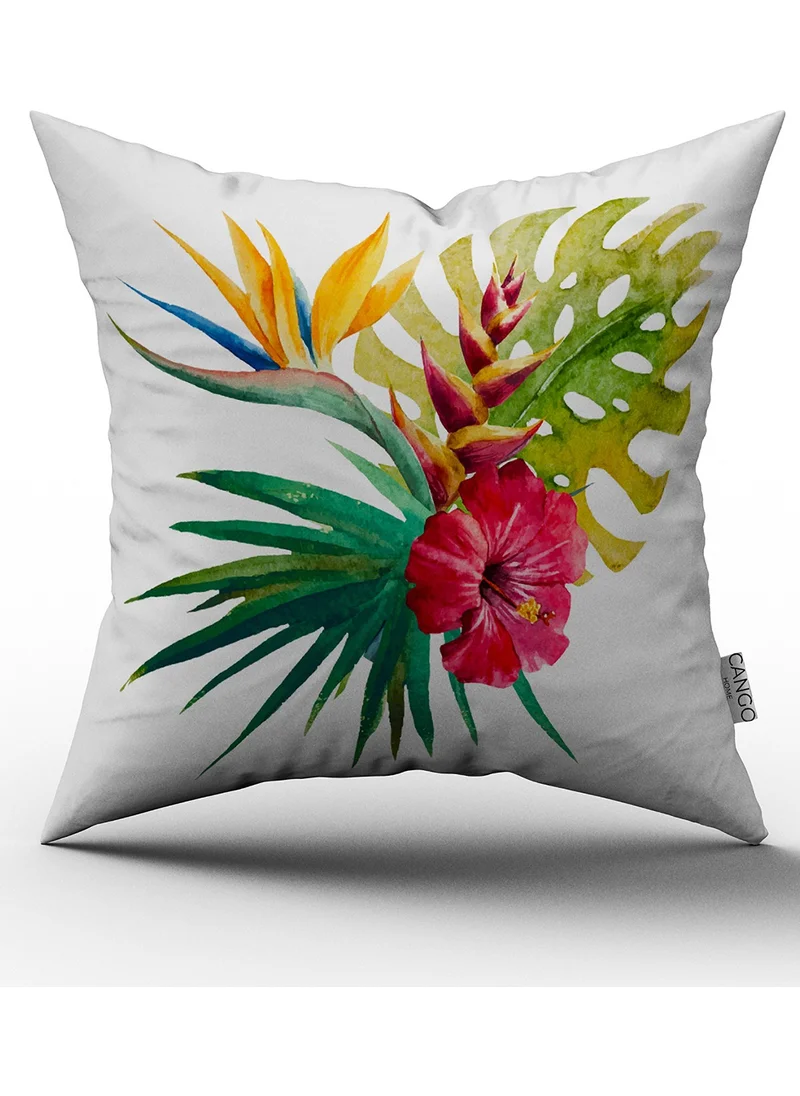 Cango Home Green Red Floral Pillow and Cushion Cover