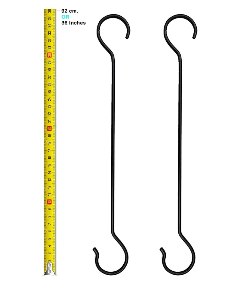 CRAFTCASTLE Large S Hooks Black | Long S Hooks for Hanging Plant | Extension Hooks for Kitchenware, Utensils, Pergola, Closet, Flower Basket S Hook 92Cm (Pack of 2) - Image 1