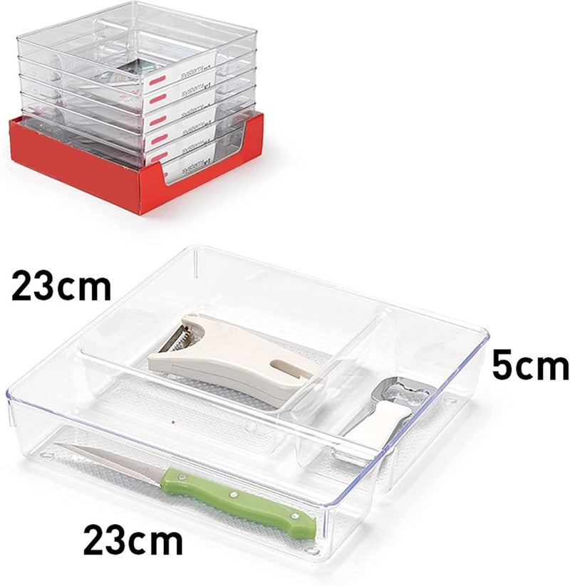 PLASTIFIC Plastic Kitchen Freezer Drawer Fridge Storage Box Rack Holder Slide Shelf Organizer Stackable Refrigerator Organizer Bins for Kitchen (Design No 1, 23 X 23 X 5cm) - Image 3
