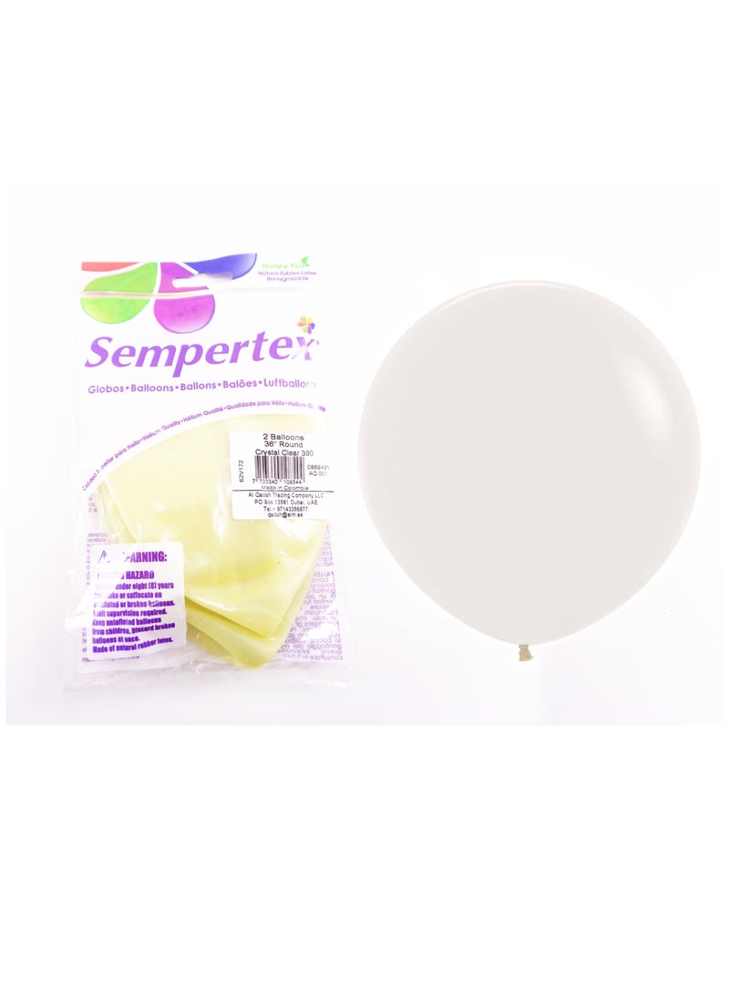 Sempertex 36'' Round Balloon 2pcs/Bag Crystel Clear color - Image 3