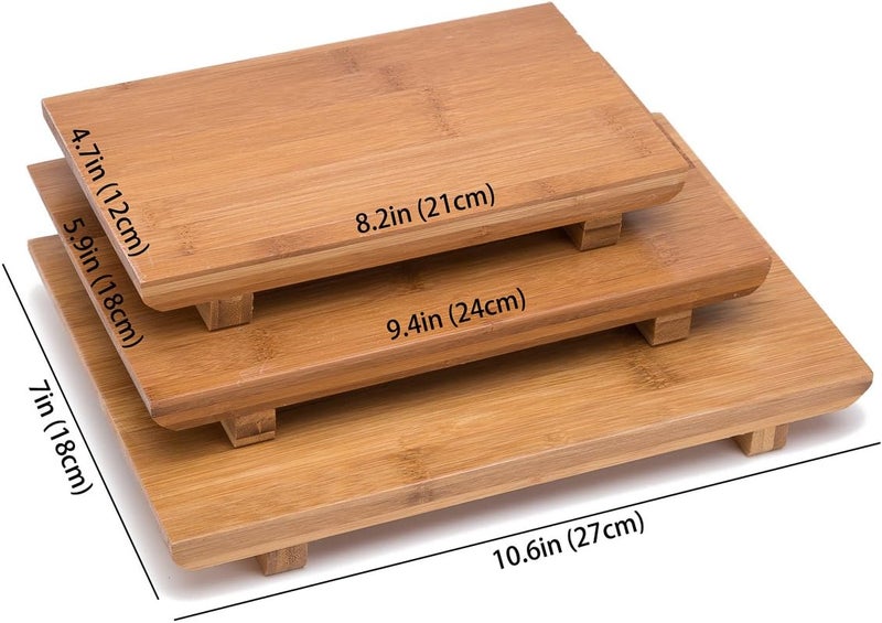 THY COLLECTIBLES Sashimi Sushi Bamboo Serving Geta Plate  Japanese Style Tableware Bamboo Sushi Board Cutting Tray L94 x W59 - Image 5