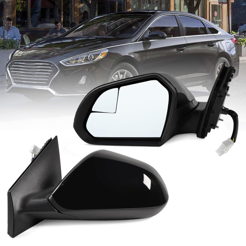 Paderson Left Driver Side Mirror Assembly Fits 2015 2016 2017 2018 2019 Hyundai Sonata With Blind Spot Glass Power Glass Heated Manual Folding Match Black Replace HY13202035Pins