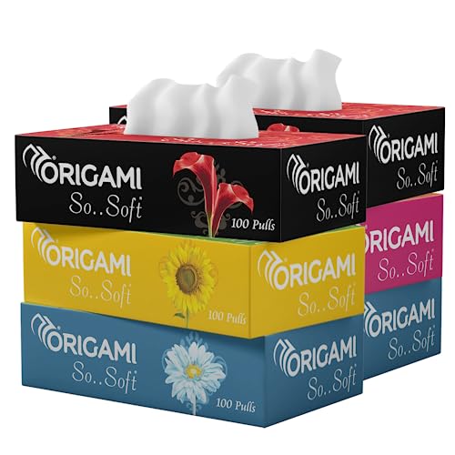 Origami So Soft 2 Ply Facial Tissue | Ultra Soft, Skin Friendly & Highly Absorbent Face Tissues | Multipurpose Car, Home & Office Use | Pack of 6 (100 Pulls, 600 Sheets) - Image 1