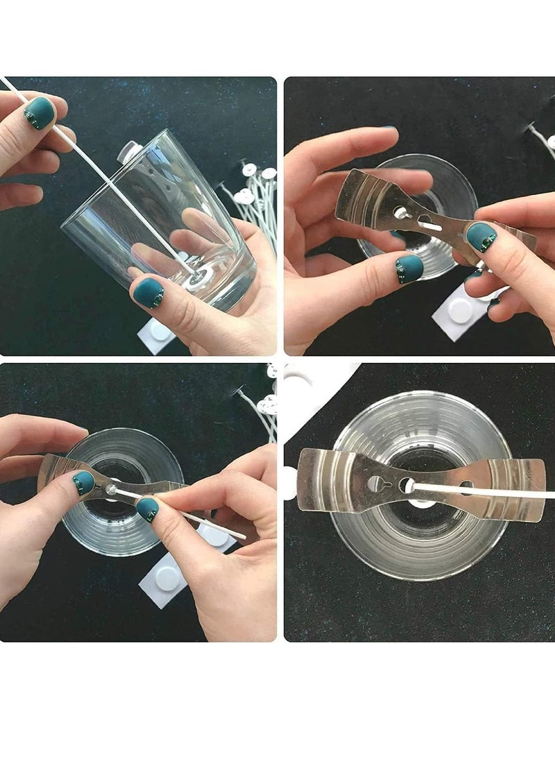 كيلا أجهزة تثبيت فتيل الشموع المعدنية وحامل شمعة من الفولاذ المقاوم للصدأ لصنع الشموع بنفسك، جهاز تثبيت فتيل الشموع المعدني (فضي) - Image 2