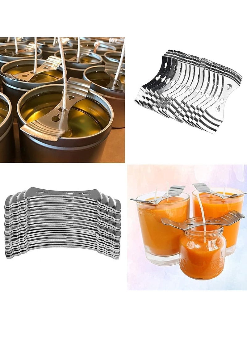 كيلا أجهزة تثبيت فتيل الشموع المعدنية وحامل شمعة من الفولاذ المقاوم للصدأ لصنع الشموع بنفسك، جهاز تثبيت فتيل الشموع المعدني (فضي) - Image 3