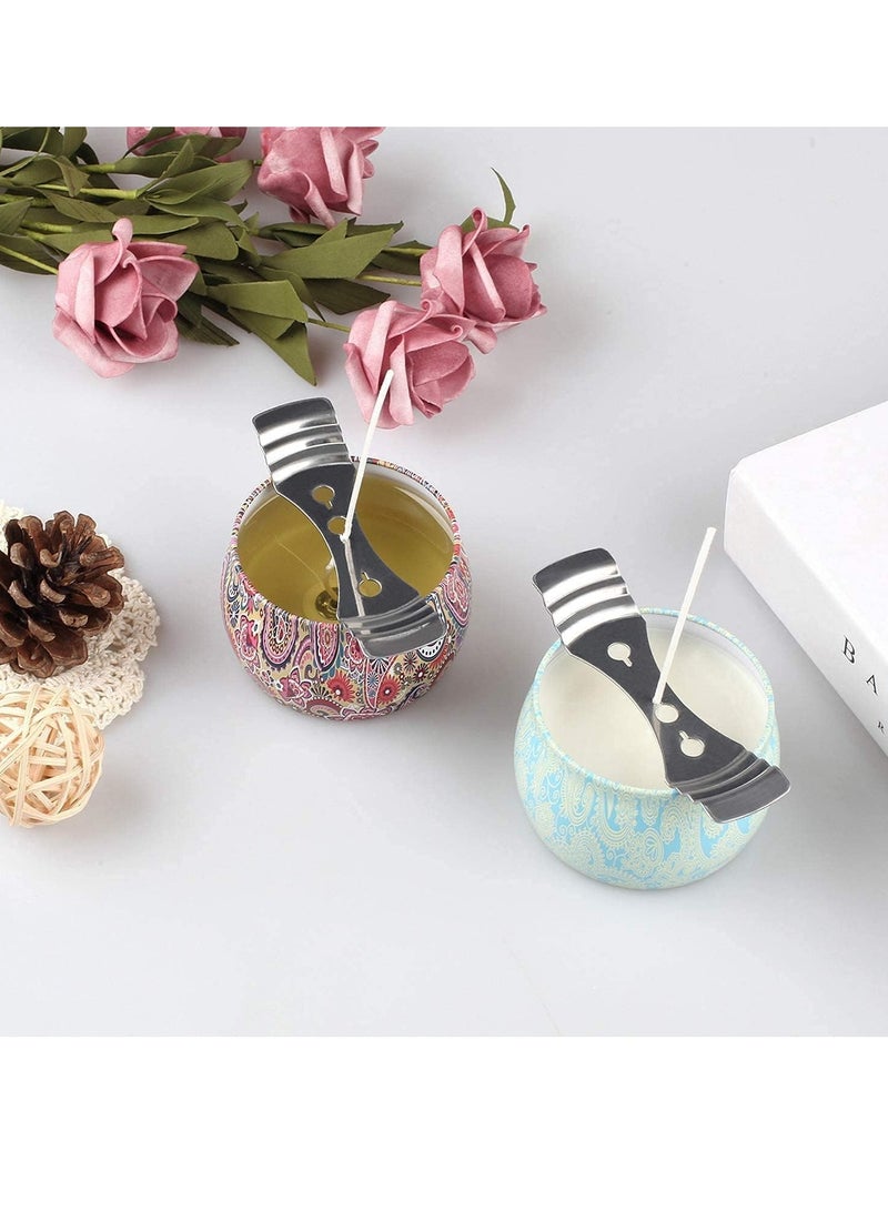 كيلا أجهزة تثبيت فتيل الشموع المعدنية وحامل شمعة من الفولاذ المقاوم للصدأ لصنع الشموع بنفسك، جهاز تثبيت فتيل الشموع المعدني (فضي) - Image 4