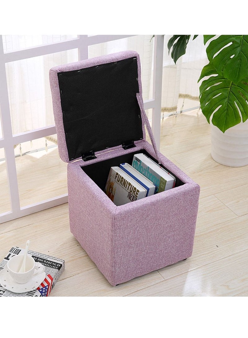 LINGWEI Storage Ottoman Cube Footrest Stool Pink 30x35x30cm - Image 1