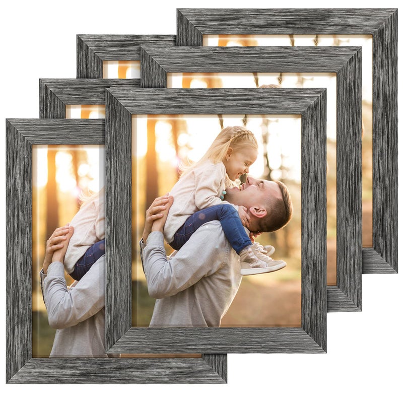 TWING 8 X 10 Picture Frames Set of 6 Rustic Grey Farmhouse Collage Photo Frames Gallery Wall Frame Set for Table Top and Wall Display