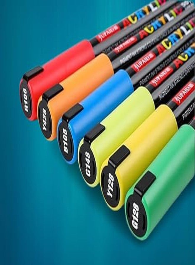 SHB® Acrylic Color Markers - 12 Shades | Markers For Drawing, Coloring and Creative Activites | Ideal For Canvas, Glass, Wood and Fabric Painting | Set Of 12 Multicolor Markers - Image 2