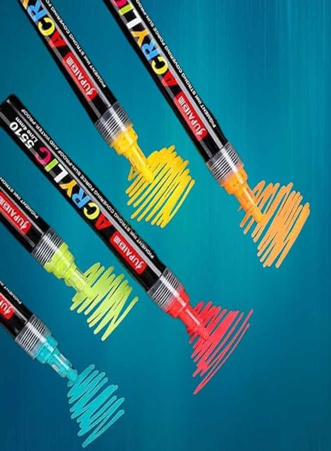 SHB® Acrylic Color Markers - 12 Shades | Markers For Drawing, Coloring and Creative Activites | Ideal For Canvas, Glass, Wood and Fabric Painting | Set Of 12 Multicolor Markers - Image 3