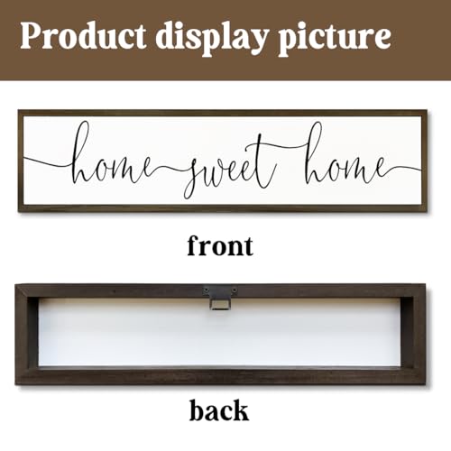 WKYAER Home Sweet Home Signs, Rustic Wood Wall Plaque, Decorative Wooden Box Sign, Farmhouse Homes Decor for Living Room, Wall Decor Art, New Home Decoration, Housewarming Gift 17.8x4x1.2 inches - Image 3
