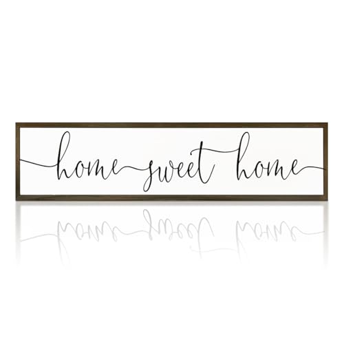 WKYAER Home Sweet Home Signs, Rustic Wood Wall Plaque, Decorative Wooden Box Sign, Farmhouse Homes Decor for Living Room, Wall Decor Art, New Home Decoration, Housewarming Gift 17.8x4x1.2 inches - Image 1
