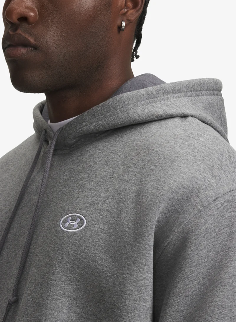 Under Armour Castlerock Light Heather /  / White Rival Fleece Hoodie for Men | Best Price UAE