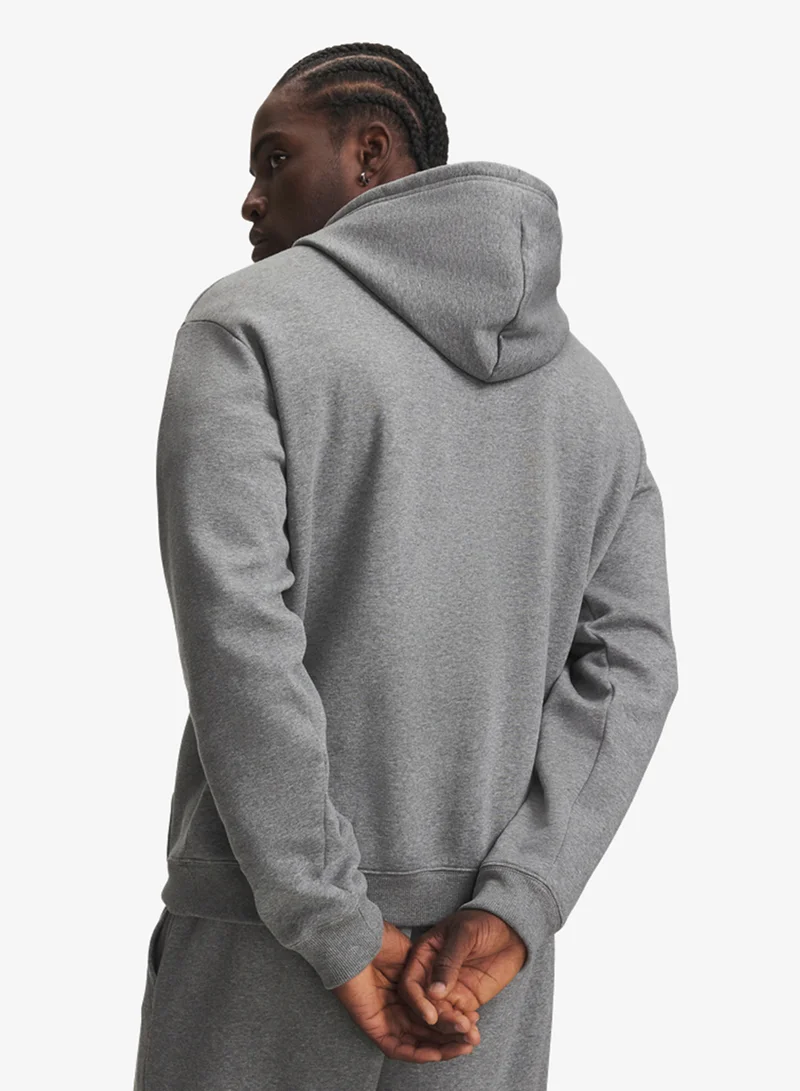 Under Armour Castlerock Light Heather /  / White Rival Fleece Hoodie for Men | Best Price UAE