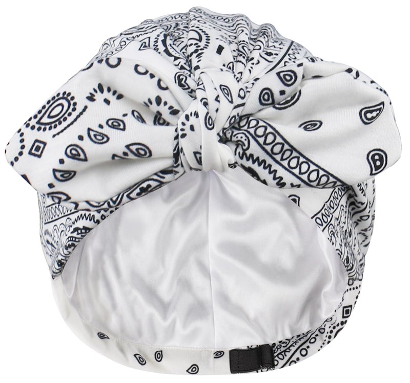 Ababalaya Satin Lined Beanies for Women Chemo Headwear Silky Lined Cotton Sleeping Cap 1 White - Image 2