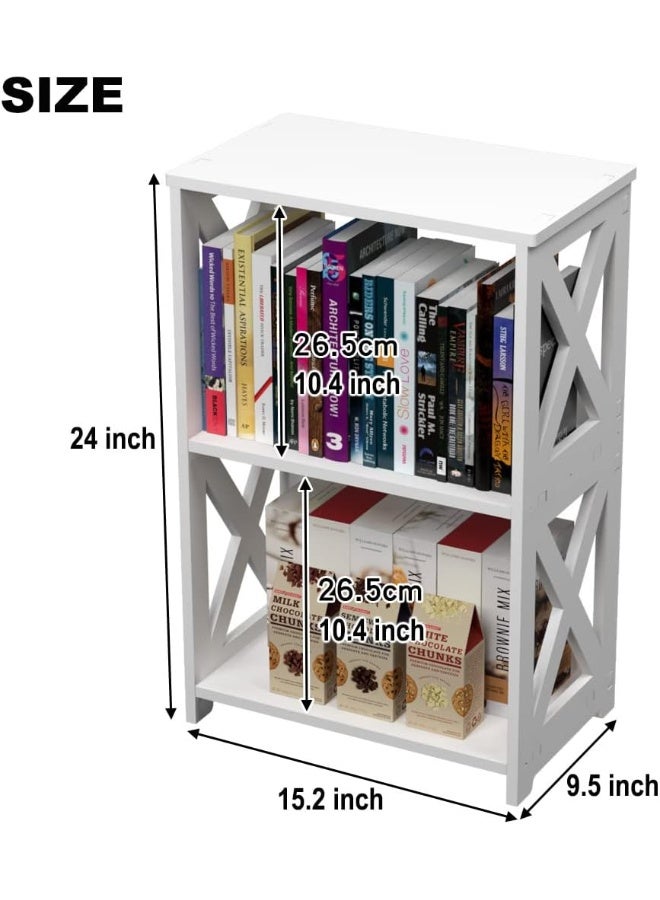 TPGP 3 Tier Bookshelf, Small Bookcase For Small Spaces, Mini Thin Book Shelf For Bedroom, Living Room, Bathroom Rack - Image 3