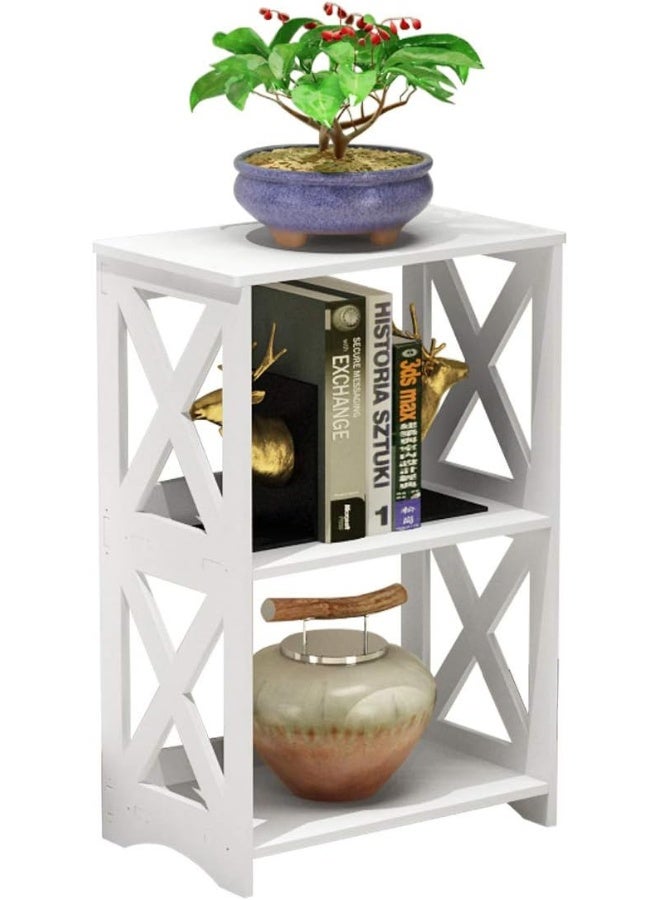 TPGP 3 Tier Bookshelf, Small Bookcase For Small Spaces, Mini Thin Book Shelf For Bedroom, Living Room, Bathroom Rack - Image 1
