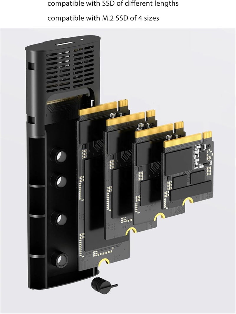 غلاف M.2 NVMe SSD، USB 3.1 Type C 10 جيجابت في الثانية، قرص صلب خارجي، غطاء شفاف مع مؤشر LED نابض، أداة تركيب لأقراص SSD مقاس 2230 2242 2260 2280، متوافق - Image 5