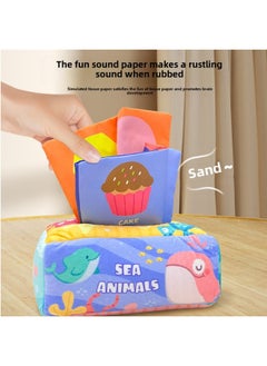 Generic Baby Tissue Toy Tissue Box 0-1 Years Old Baby Early Education Tear-proof Finger Exercise Ringing Paper Biting Toy-Color:Undersea Paradise Tissue Box ]  - Image 3