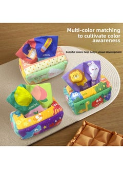 Generic Baby Tissue Toy Tissue Box 0-1 Years Old Baby Early Education Tear-proof Finger Exercise Ringing Paper Biting Toy-Color:Undersea Paradise Tissue Box ]  - Image 5