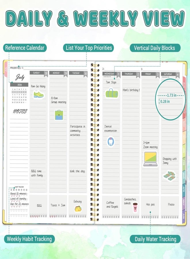 Billtigif Academic Planner 2026-2027 (8.5" x 11") - Weekly & Monthly Planner (Jul. 2026 - Jun. 2027), Column View Calendar Organizers, Hardcover Agenda Book with Tabs for Office & School, Tree - Image 3