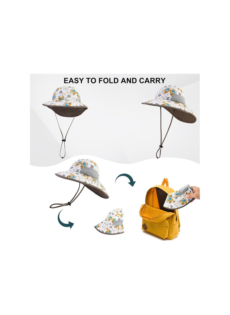 SOLARAE Kids Sun Hat, Toddler Bucket Hat, Summer Beach Hat, Children's Fisherman Hat, Foldable Hat with Neck Flap Adjustable Wide Brim, UPF 50+ Sun Cap for Boys Girls, Suitable for 2-6 Years Old - Image 4