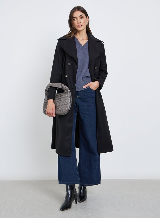 ستايلي معطف بطول الركبة وتفاصيل أزرار مزدوجة - Image 2