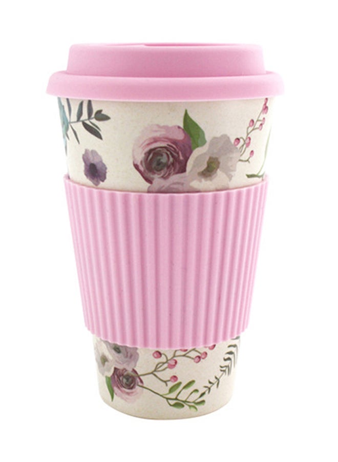 NIBEMINENT Floral Design Travel Mug With Lid And Sleeve Pink 9.6 x 15.4 9.7cm - Image 1