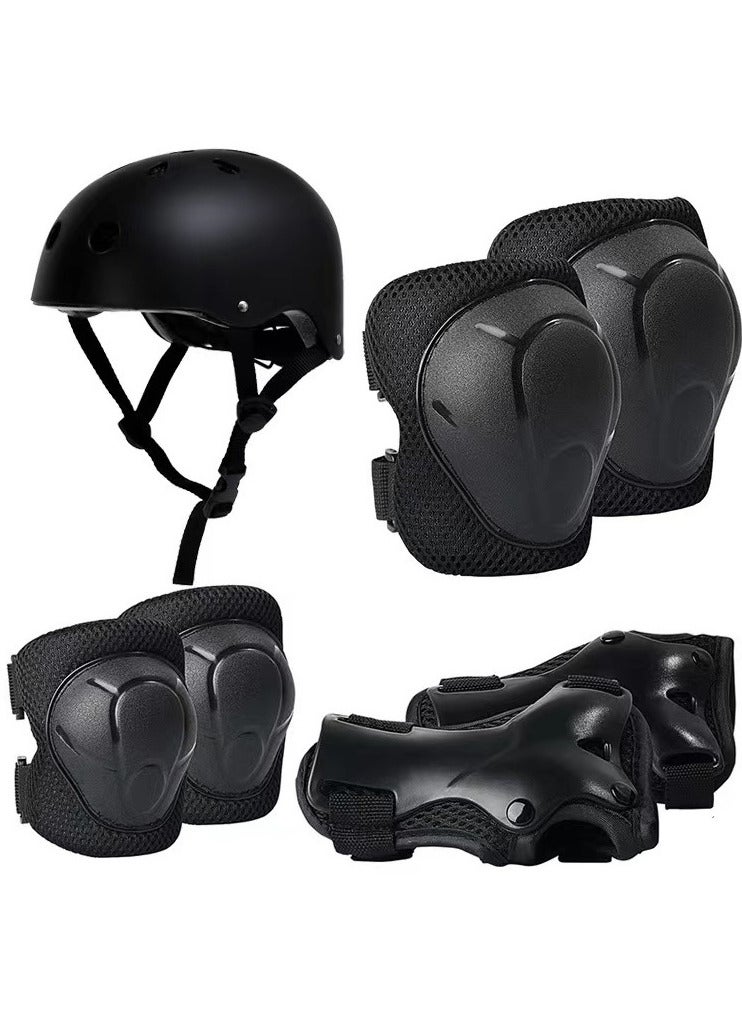 TOMSHOO 7PCS Kids Roller Skating Protective Gear Set Knee Pads for Kids 2-8 Years Toddler Knee and Elbow Pads with Wrist Guards 3 in 1 for Skating Cycling Bike Rollerblading Scooter,black - Image 1