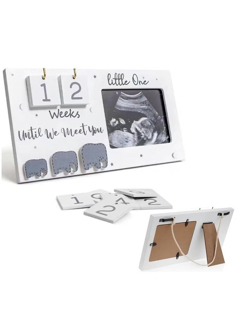 Unewshi Baby Sonogram Picture Frame with Countdown Calendar and Changeable Mats,Beautiful Ultrasound Picture Frames for Table or Wall,Congratulations Pregnancy Gift for Expecting Parents - Image 1