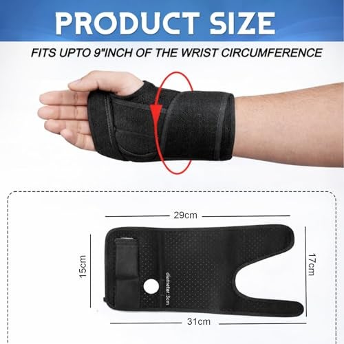 NUCARTURE Adjustable Wrist Support Brace with Removable Splint, Soft Breathable Wrist for Sprain, Arthritis, Pain Relief Wrist Stabilizer for Gym, Work & Daily Activities Men Women (31 * 17 cm, Left) - Image 2
