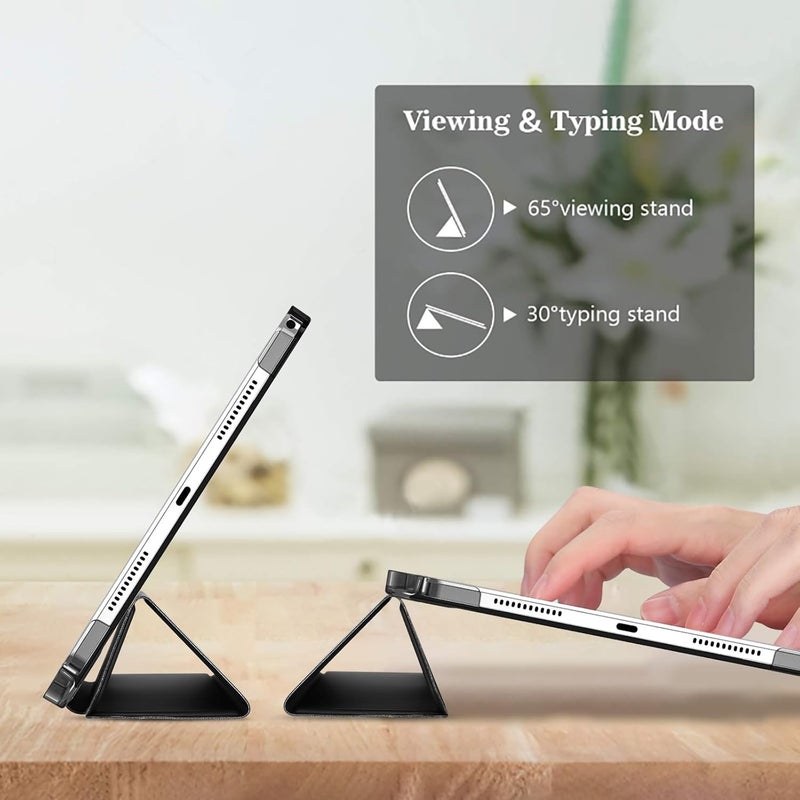 Procases Smart Case For Lenovo Tab M11 11" 2024 Tb330Fu With Pen Holder, Slim Stand Tri-Fold Hard Shell Protective Tablet Cover Translucent Back Case Support Auto Wake/Sleep -Black - Image 3