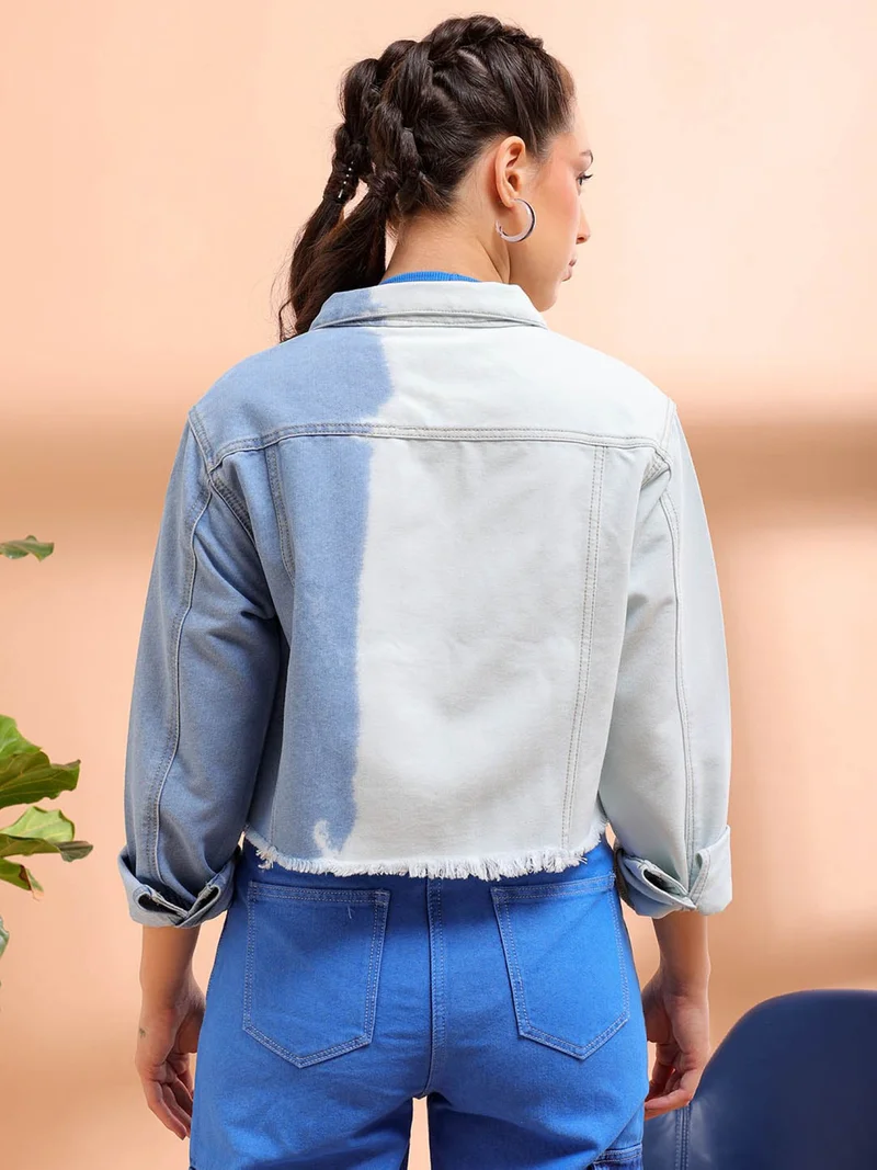 Freehand Women Slim Blue Solid Collared Neck Long Sleeve Jacket
