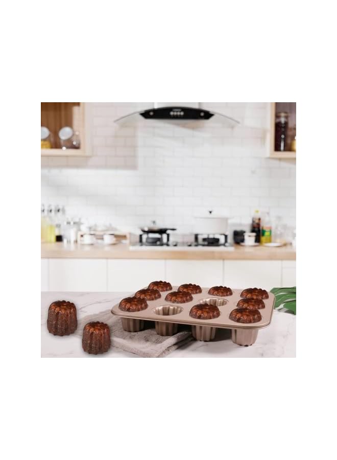 S-TOP 12-Cavity Professional Non-Stick Bakeware Set - Madeleine Pans, Canele Molds, Donut Pan for Baking, Includes Cannoli Forms, Cheesecake & Chocoflan Tins, Multi-Use (355 * 265mm) - Image 2