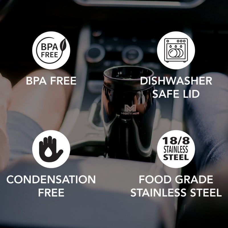 Mighty Mug | The Untippable Mug | Grips When Hit  Lifts for Sips | Insulated Stainless Steel Tumbler | Cupholder Friendly | Gifts for Women Men All | Leakproof | 6 Hour Hot / 24 Cold | 16oz | Midnight - Image 5