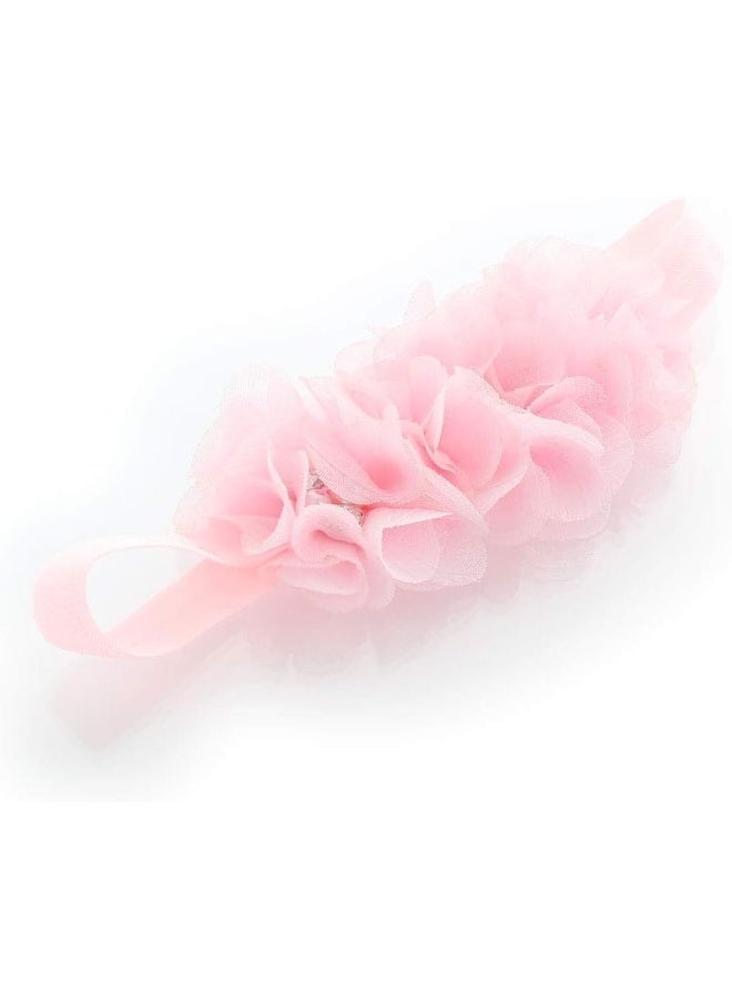 My Lello Girls Flower Headbands Toddler Fabric Beaded Trio Stretchy Elastic Pair (Light Pink/White) - Image 4