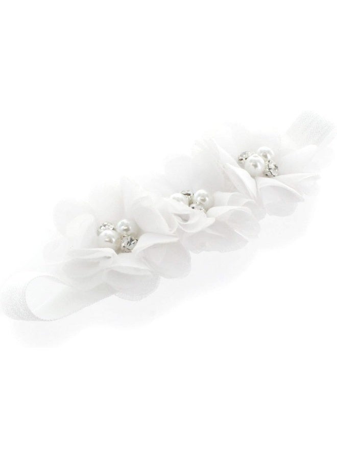 My Lello Girls Flower Headbands Toddler Fabric Beaded Trio Stretchy Elastic Pair (Light Pink/White) - Image 5