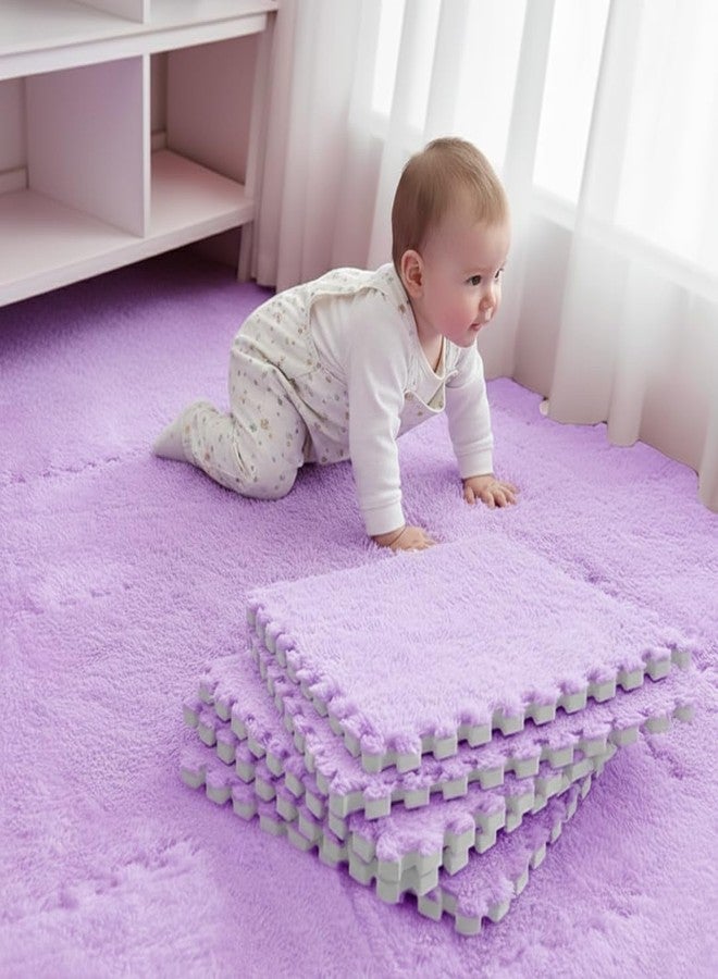 Nasmodo 10mm Kids mats for Floor Soft Plush Foam Babies Puzzle Interlocking Play mats for Crawling Playing Tile mat Carpet Rug for Infants and Toddlers (Voilet, 20pcs) - Image 1