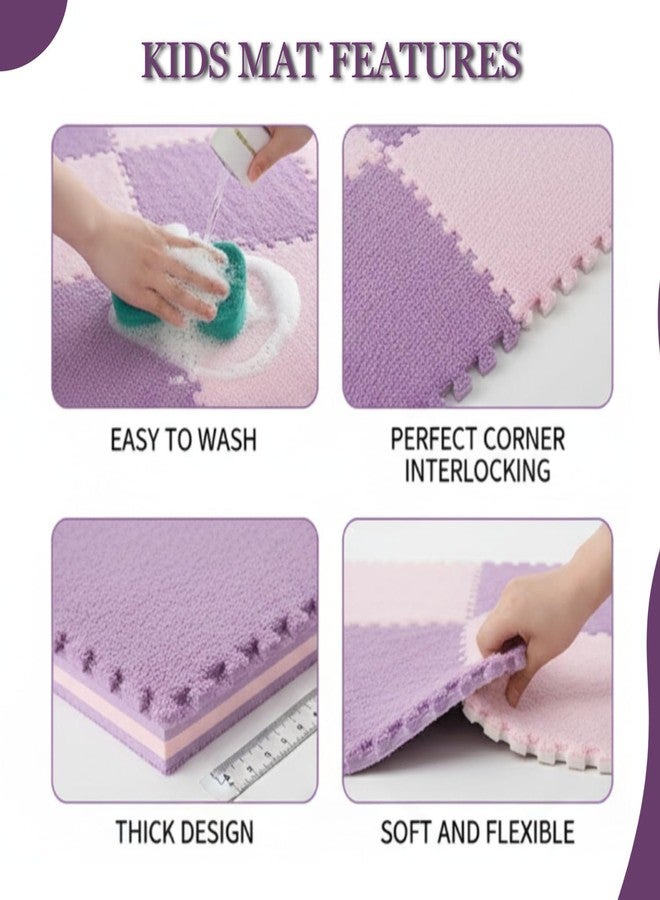 Nasmodo 10mm Kids mats for Floor Soft Plush Foam Babies Puzzle Interlocking Play mats for Crawling Playing Tile mat Carpet Rug for Infants and Toddlers (Voilet, 20pcs) - Image 4