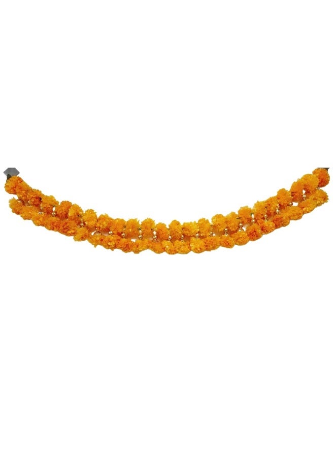 Generic Piyas Planet Toran Bandhanwar Door Hanging Marigold with Golden Beads  Artificial Flowers   L  40 Inches - Image 1