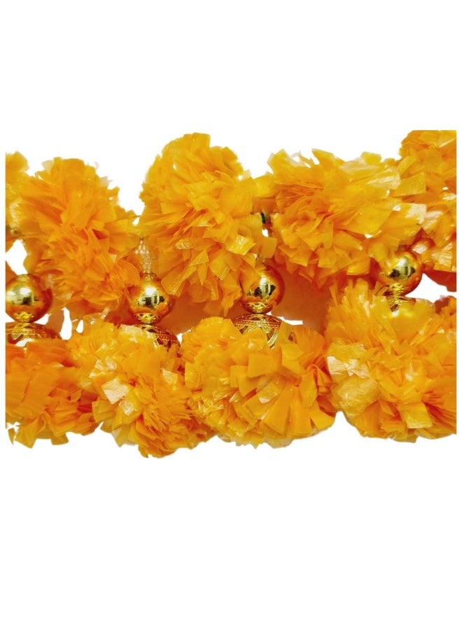 Generic Piyas Planet Toran Bandhanwar Door Hanging Marigold with Golden Beads  Artificial Flowers   L  40 Inches - Image 2